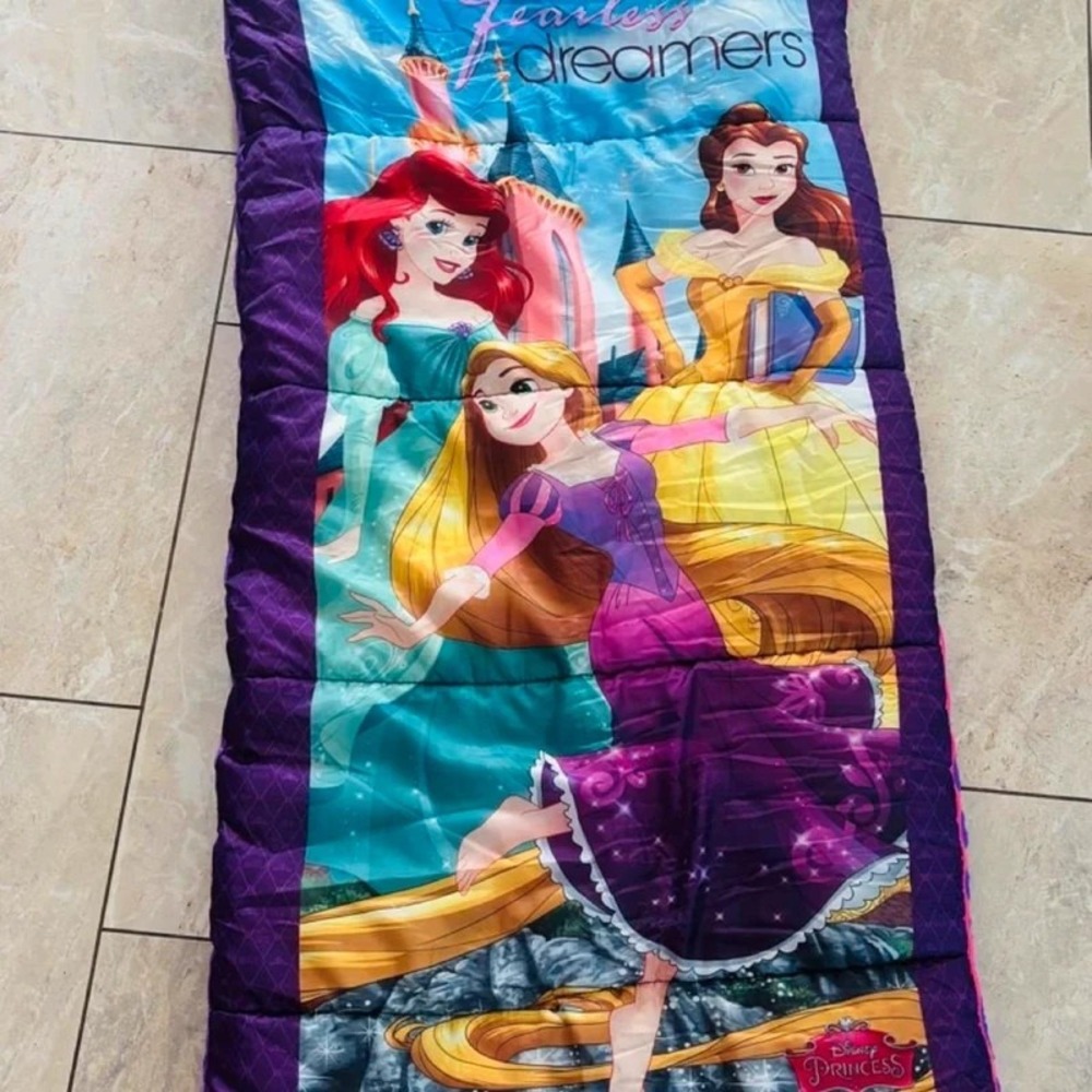 Disney Princess Sleeping Bag Slumber Bag Girls Camping Ariel Belle Rapunzel Pink